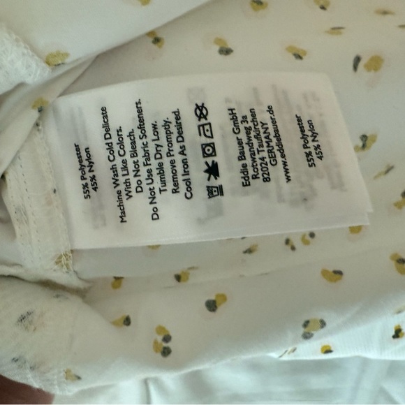 Eddie Bauer Mesh Lined White Button-Down Shirt with Yellow and Black Dot Print - Picture 10 of 10